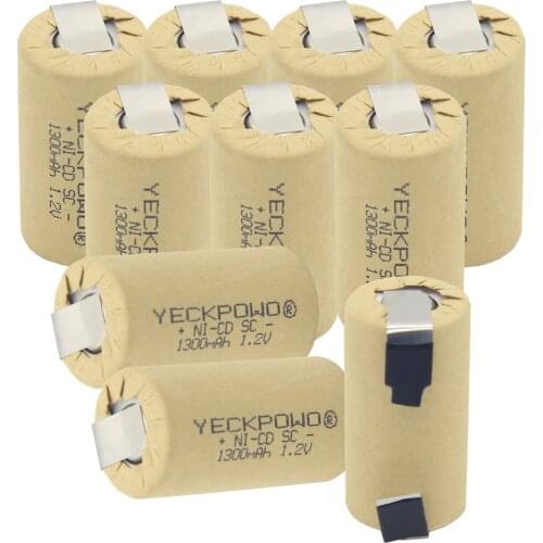 10 pcs SC batteries 1300mAh 1.2V sub C battery NICD nickel sheets for electric drills for makita for emergency lighting for B&D