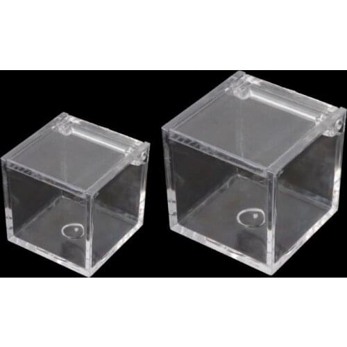 12Pc Transparent Acrylic 5 Sided Display Storage Box Case Square Cube Props Box