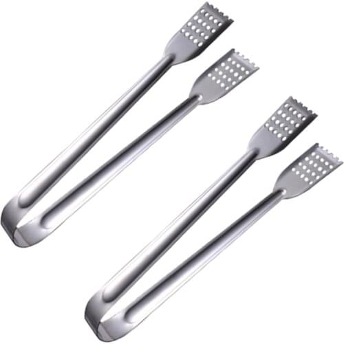 2pcs Stainless Steel Flat Head Food Clip Multifunction Bread Tong Kitchen Serving Tongs for Barbecue Salad Buffet (9 inch)