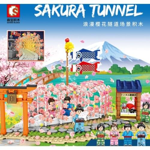 601148 Sembo Blocks Kids Building Toys Girls Gift Sakura Puzzle With Lighting no box