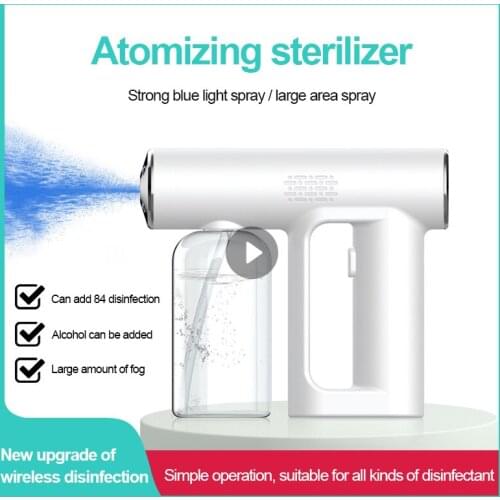 250ML Nano Blue Light Steam Spray Disinfection Sprayer Gun USB Charging Disinfectant Steam Gun Handheld Wireless Sprayer Gun