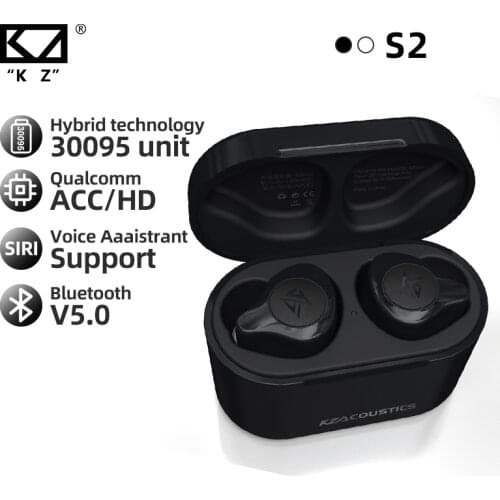 KZ S2 Wireless Headphones Touch Control Noise Cancelling Sport Earbuds Headset Bluetooth-Compatible 5.0 In-Ear Monitor Earphone