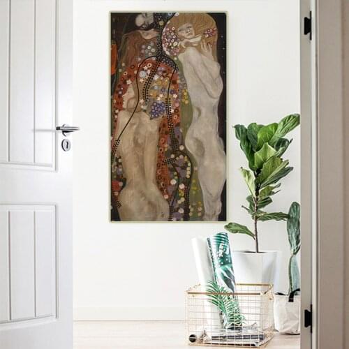 Citon Gustav Klimt《Water Serpents II》Canvas Art Oil Painting Famous Art Poster Picture Wall Decor Home Interior Decoration