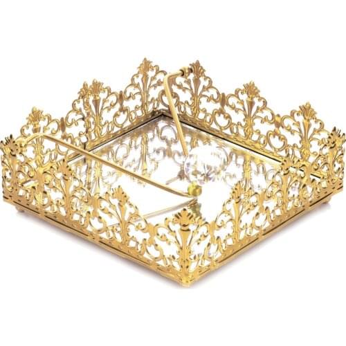 Crown Pattern Napkin Holder 18*18 Cm Gold Color