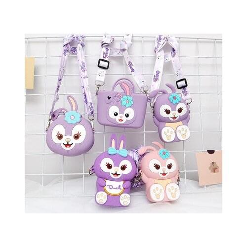 Disney Cute Cartoon Star Delu Children shoulder bag messenger Bag Girl Birthday Gift Messenger Bag kid Silicone Coin Purse