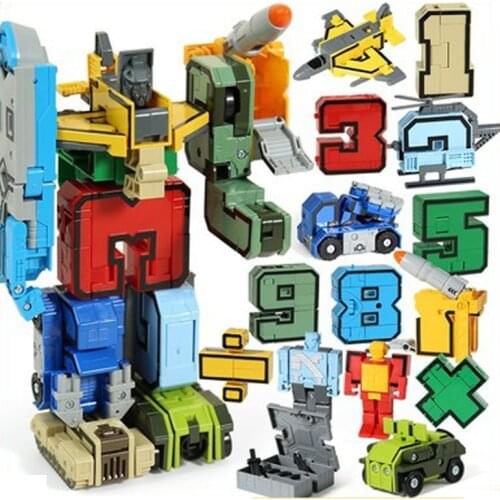 Childrens Educational Toys DIY Creative Building Blocks Letters Numbers Deformation Assembled Deformation Robot Toy for kids
