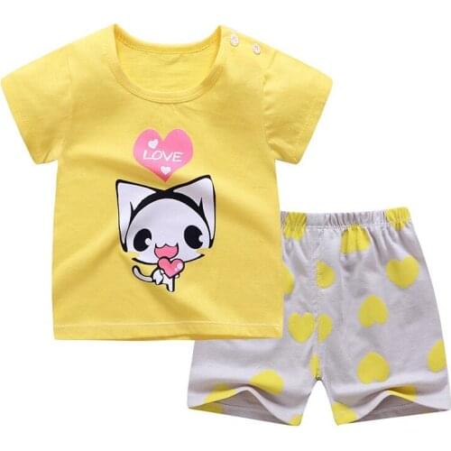 Childrens Short Sleeve Summer Suit 2020 New Cotton Leisure Sport Suit for Boys and Girls