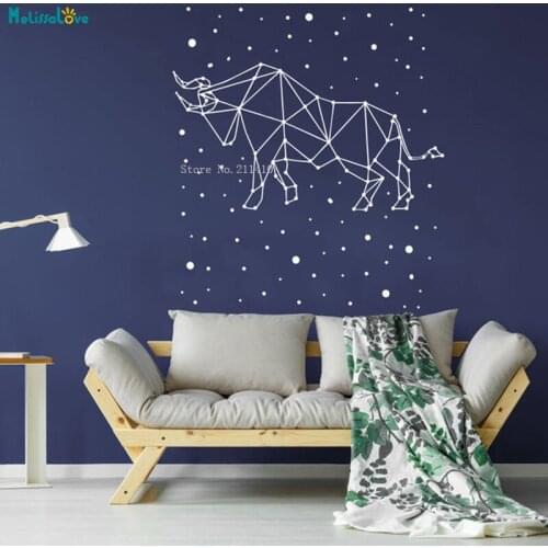 Wild Male Energetic Buffalo Stars Constellation Wall Sticker Home Decor Sky Vinyl Decor Nursery Removable Nebula YT3657