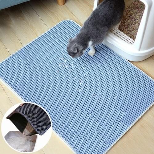 Dropshipping Waterproof Pet Cat Litter Mat Foldable Double-Layer Cats Bottom Non-slip Pet Litter Mat Layer Litter Catcher Mat