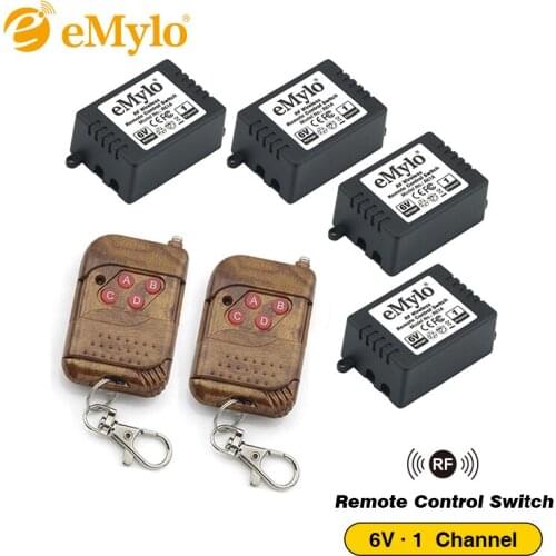 EMylo RF 5V 6V Smart Switch Wireless Remote Control Light Switch 433Mhz 2Transmitters&4X 1-Channel Relays Momentary Switch