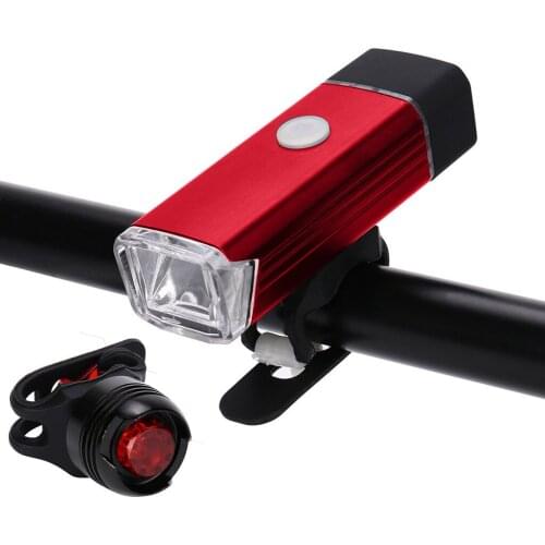 USB Rechargeable LED Bicycle Bright Bike Front Headlight And Rear Tail Light Set Home Outdoor Riding Adventure Headlight