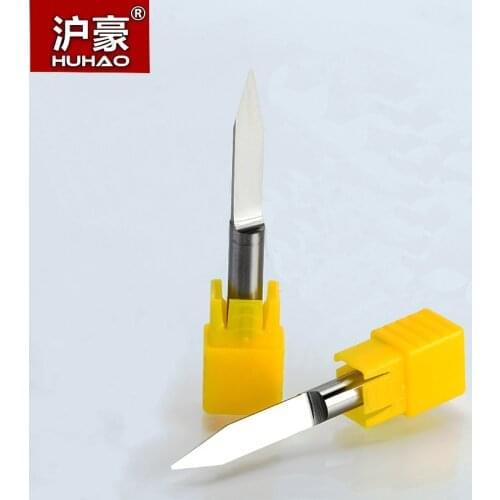 HUHAO 1pc 6mm Flat Bottom Engraving Bits 49mm Lengthened CNC Router Tools V Type Carbide Carving Cutters Degree 20 30