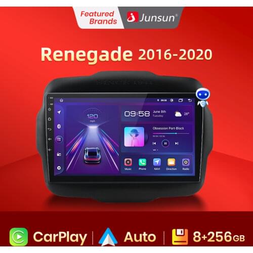 Junsun V1 Android 10.0 AI Voice Control 4G Carplay DSP Car Radio Multimedia Player GPS For Jeep Renegade 2016-2020 2din no dvd