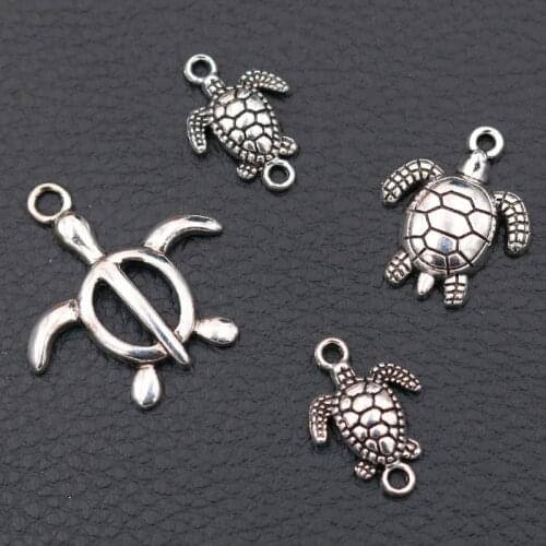 9pcs Ocean Charm Cute turtle Metal Pendants Earring Necklace DIY Jewelry Handicraft Accessories Findings A2201
