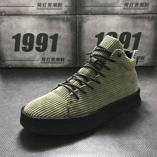 Winter Men Casual Ankle Boots Canvas Thick Bottom Leisure High Top Sneakers Male Graffiti Trending Boots