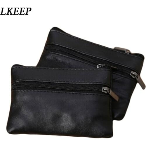 Men Women Card Coin Key Soft Holder Zip Leather Wallet Pouch Bag Purse Gift New Fashion Black Mini Coin Holders