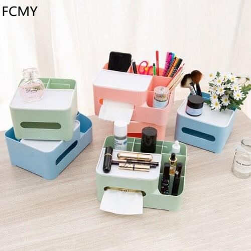 2021 New Multi-function Desktop Pen Holder Office School Storage Case Colorful Plastic Box Desk Pen Pencil Organizer Paper Box