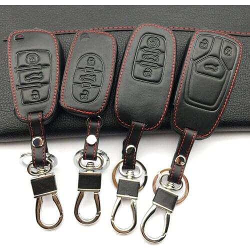 The latest 100% genuine leather high quality car key case cover for Audi A2 A3 A4 A6 TT car key bag 3 buttons folding remote