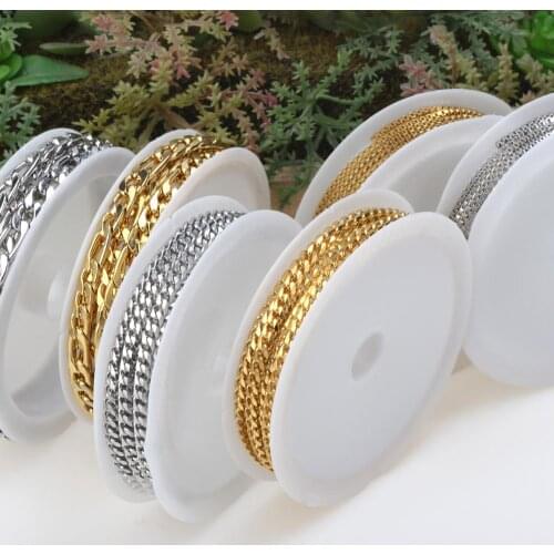 Olingart 1.5/3/5mm Stainless Steel 1M Charm Chain For Men and Women Gold Silver Tone DIY Necklace Fashion Jewelry making