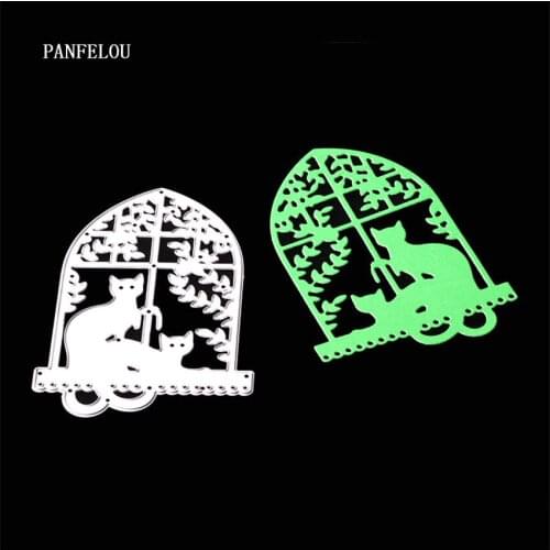 PANFELOU Metal craft The window a cat paper die cutting dies for Scrapbooking/DIY Easter wedding Easter cards