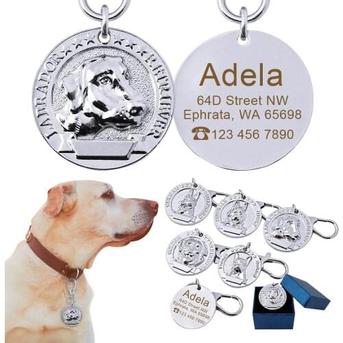 Personalized Dog ID Tag Engraved Customized Pet Dog Collar Accessories Decoration Anti-lost Pet Name Tags