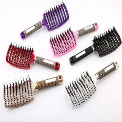 Girls Hair Scalp Massage Comb Hairbrush Bristle Nylon Women Wet Curly Detangle Hair Brush for Salon Hairdressing Styling Tools