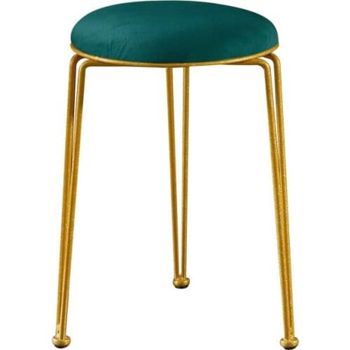 Nordic Light Luxury Home Shoe Change Small Round Stool Metal Frame Girl Net Red Dressing High Elastic Sponge Dirt Resistant