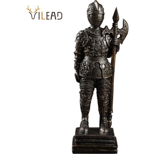 VILEAD Medieval Warrior Statues European Vintage Figurines Home Office Decoration Retro Room Interior Decor