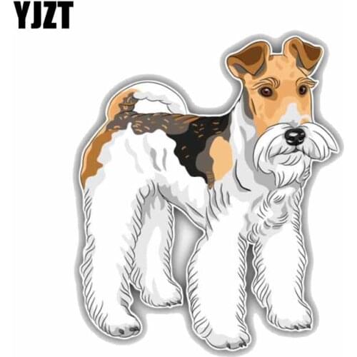 YJZT 11.4*13.7CM Wire Fox Terrier Dog Car Decoration Bumper Window Sticker C1-4255