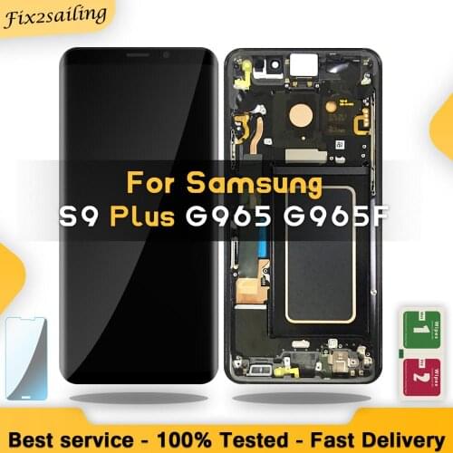Super Amoled LCD For SAMSUNG Galaxy S9 Plus G965 G965F LCD Display Touch Screen Digitizer Assembly Replacement With/No Frame