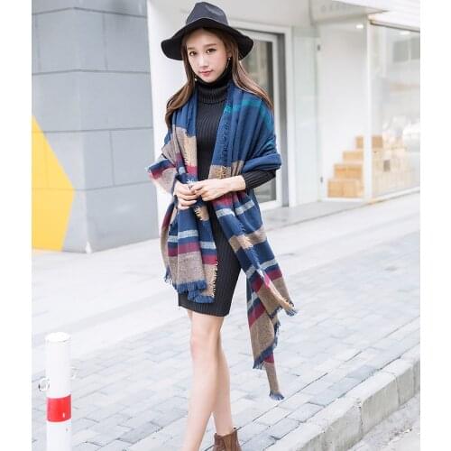 Winter Scarf Women Design Print Knit Cashmere Pashmina Shawl Lady Wraps Thick Warm Female Scarves 2020 New