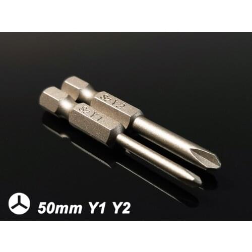 2Pcs Set 50mm Y-Shaped Screwdriver Drill Bits Magnetic 1/4" Hex Shank Screw Driver Bits Power Hand Tools Kit