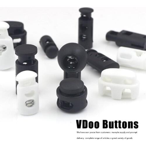 20 pcs Black Plastic Stoppers Cord Lock hole Toggles Clip Apparel Bungee Cord Accessories Clothes Plastic Push Lock