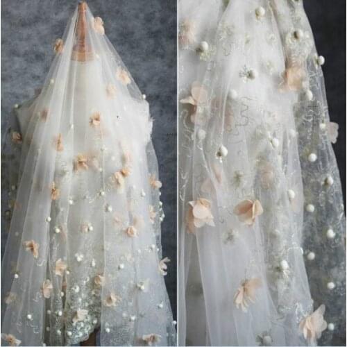 3yard Snail Flower French Lace Fabric African Sewing Tulle Lace Classic and Unique 3D Embroidery High-end Clothing lace Fabric