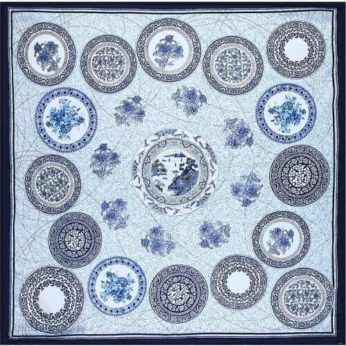 90x90cm Square Shawl Bandana for Head Large Hijab Scarfs For Ladies 2021 Fashion Brand Scarves For Women Print Silk Scarf Female