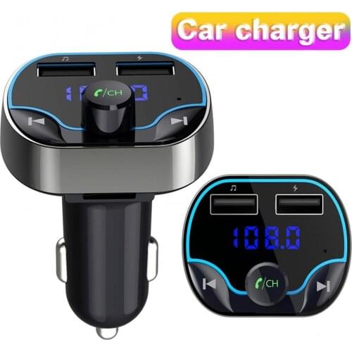 New T24 Dual USB Ports Car Charger Smart Fast Charge Voice Navigation Handsfree MP3 Music Player Bluetooth Radio Transmitter