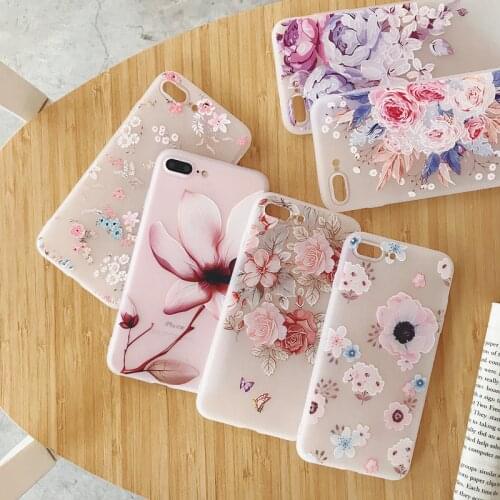 For Huawei P Smart 2019 Cases Silicon Soft TPU Back Cover For Huawei P20 P30 Lite Mate 20 Pro Case 3D Relief Flower Bumper