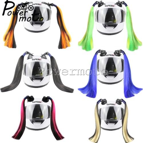 Colorful Motorcycle Pigtails Ponytail Hair Stick On Helmet Ponytail Mix Color Helmet Braids Dirt Bike Ski Street Motocross
