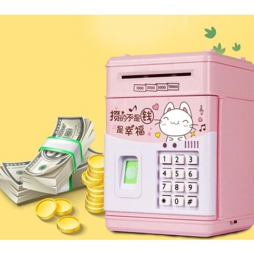 Fingerprint Sensor Password Cash Box Automatic Deposit Money Box Automatic Deposit Banknote Safe Childrens Creative Saving Gift