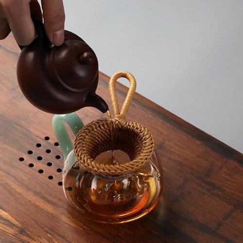 Handmade Tea Filter Long Handle Rattan Tea Leak Tea Filter Tea Strainer Tea Ceremony Accessories Tea Strainer Non-toxic