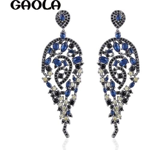 GAOLA Women Jewelry Colorful Teardrop Dangle Earring Cubic Zirconia Long Earrings For Girls GLE6707LY