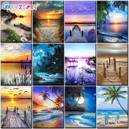 GATYZTORY 5D Diamond Painting Landscape Full Square/Round Rhinestone Kits Cross Stitch Mosaic Art Home Decortion