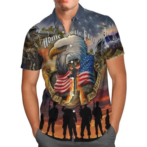 US Army Veteran 3D Beach Hawaiian 2021 Summer Shirt Short Sleeve Shirt Streetwear Oversized 5XL Camisa Social Chemise Homme