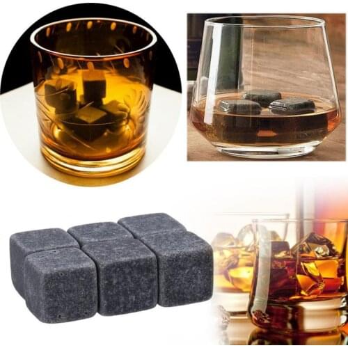 6PCS Whiskey Stones Gift Set Granite Chilling Stones Whisky Ice Rocks Reusable Ice Cubes Best Drinking Gift Drinking Ice Stone