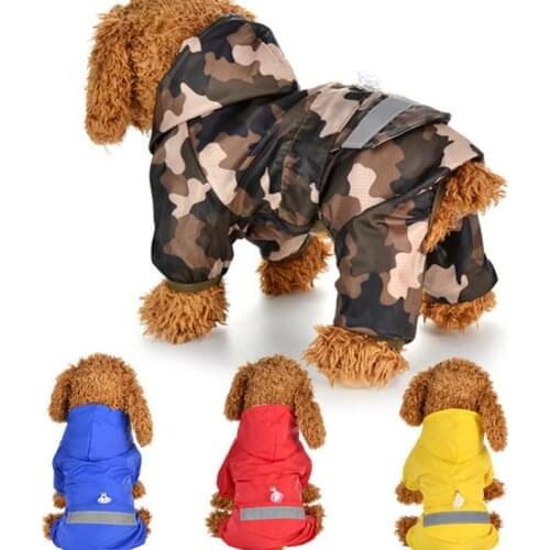 Pet Dog Camouflage Raincoat Two Feet Reflective Jumpsuit Pet Supplies Waterproof Puppy Chihuahua Raincoat Cat Coat
