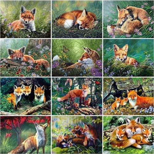 HUACAN Painting By Number Fox Animals Unique Gift Home Decor Picture By Number Flower Acrylic Drawing On Canvas Diy Frame