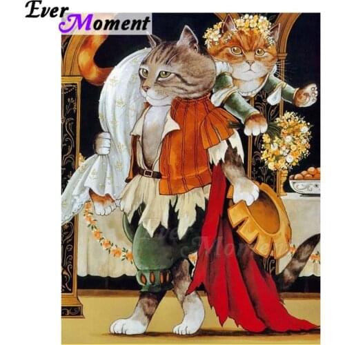 Ever Moment Diamond Painting Handmade Cross Stitch Picture Of Rhinestone Cats Decoration For Home Diamond Embroidery ASF1344