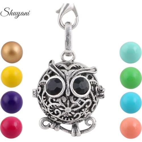 10PCS Hollow Silver Color Owl Cage Pendant Harmony Ball Baby Mother Lockets Necklace Jewelry