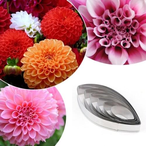Dahlia Petals 6Pcs Stainless Stell Cookie Cutter Pastry & Biscuit Baking Cutter Cake Decorating Tools Cupcake Mold Fondant Tool
