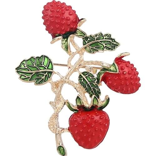Fashion Women Fruit Brooch Pin Sweet Cute Strawberry Shape Brooch Pin Party Dress Collar Scarf Badge Gift Womans accesories